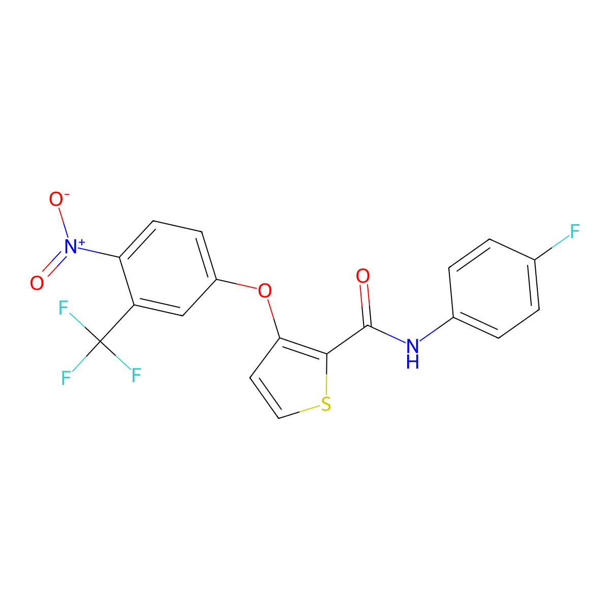N-(4-fluorophenyl)-3-[4-nitro-3-(trifluoromethyl)phenoxy]thiophene-2-carboxamide molecular structure, CAS 306977-62-8
