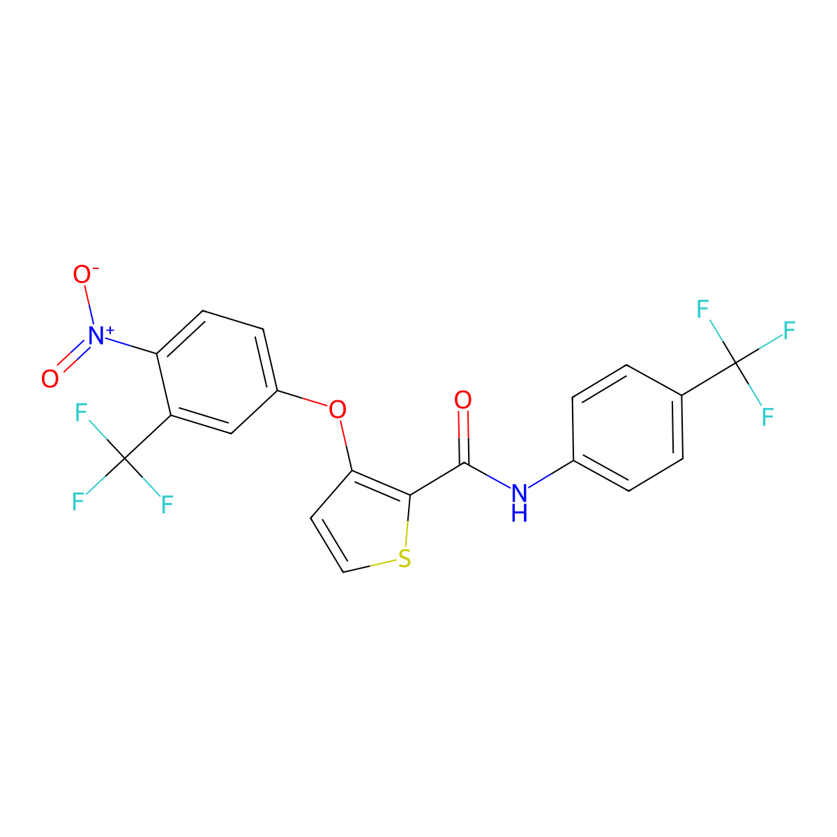 3-[4-nitro-3-(trifluoromethyl)phenoxy]-N-[4-(trifluoromethyl)phenyl]thiophene-2-carboxamide molecular structure, CAS 306977-63-9