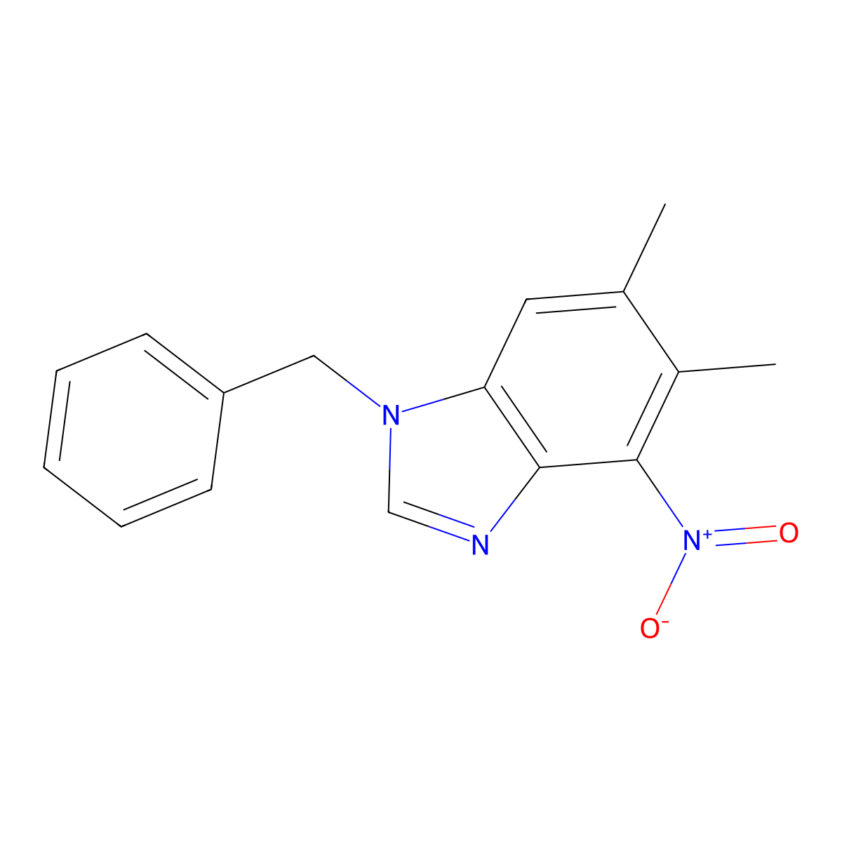 1-benzyl-5,6-dimethyl-4-nitro-1H-1,3-benzimidazole molecular structure, CAS 306977-68-4