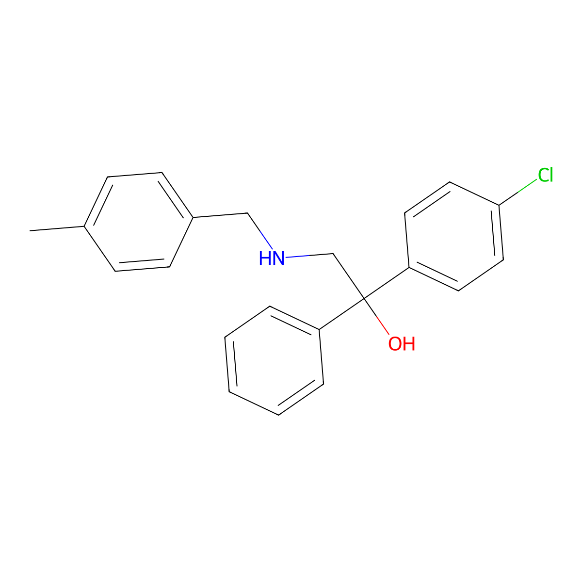 1-(4-Chlorophenyl)-2-[(4-methylbenzyl)amino]-1-phenyl-1-ethanol molecular structure, CAS 306977-70-8