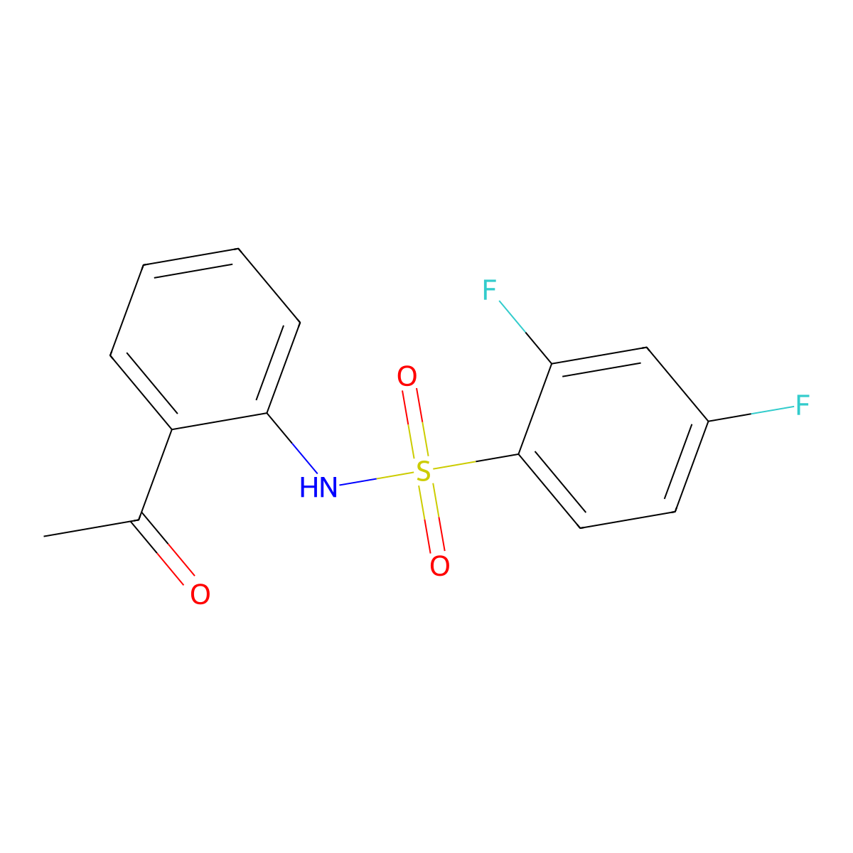 N-(2-acetylphenyl)-2,4-difluorobenzenesulfonamide molecular structure, CAS 306977-74-2