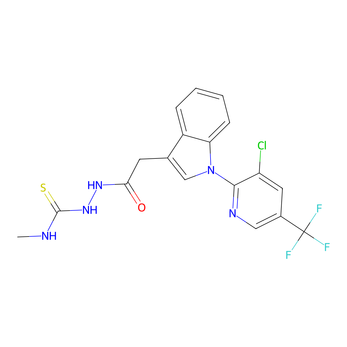 2-(2-{1-[3-chloro-5-(trifluoromethyl)-2-pyridinyl]-1H-indol-3-yl}acetyl)-N-methyl-1-hydrazinecarbothioamide molecular structure, CAS 306977-97-9