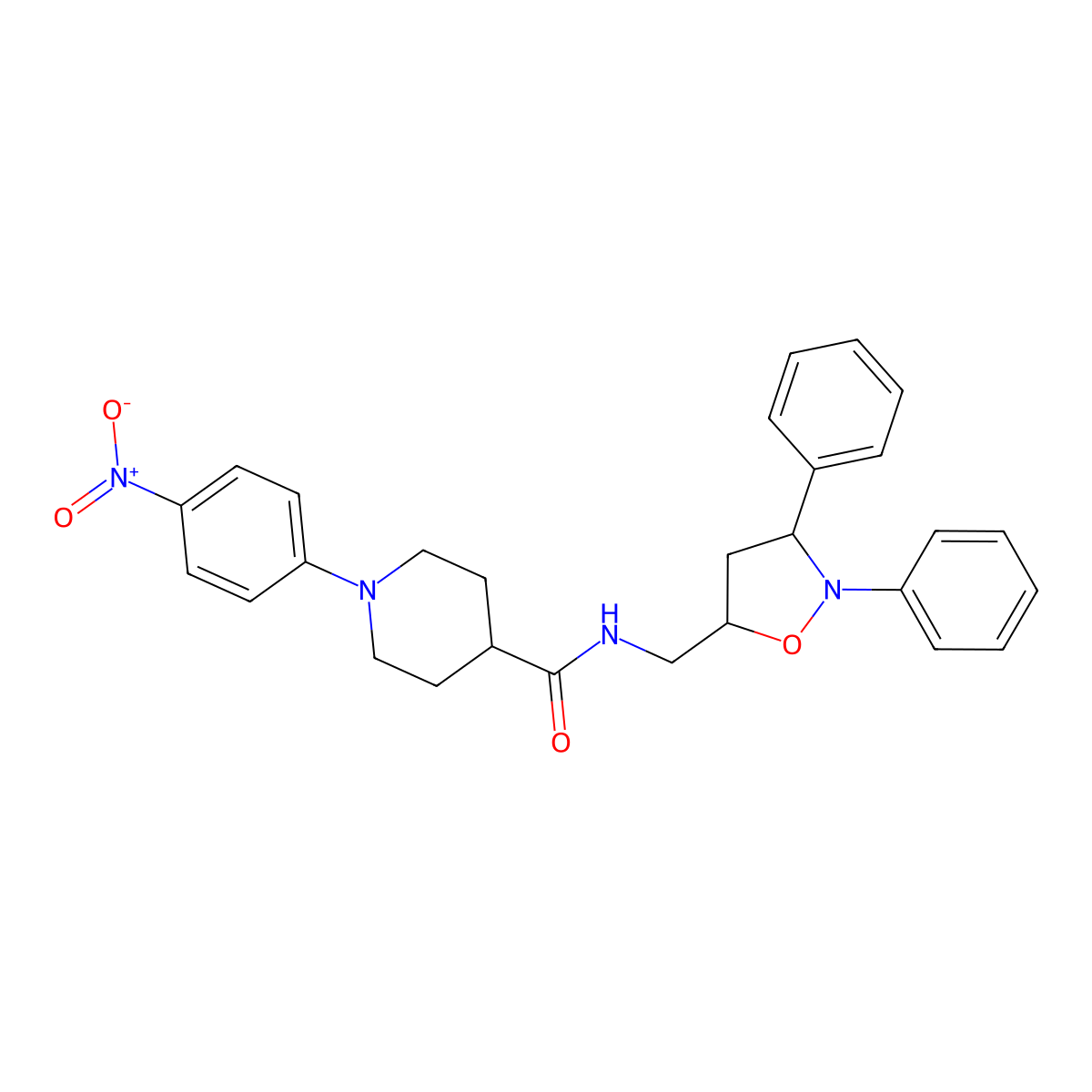 N-[(2,3-diphenyl-1,2-oxazolidin-5-yl)methyl]-1-(4-nitrophenyl)piperidine-4-carboxamide molecular structure, CAS 306977-99-1
