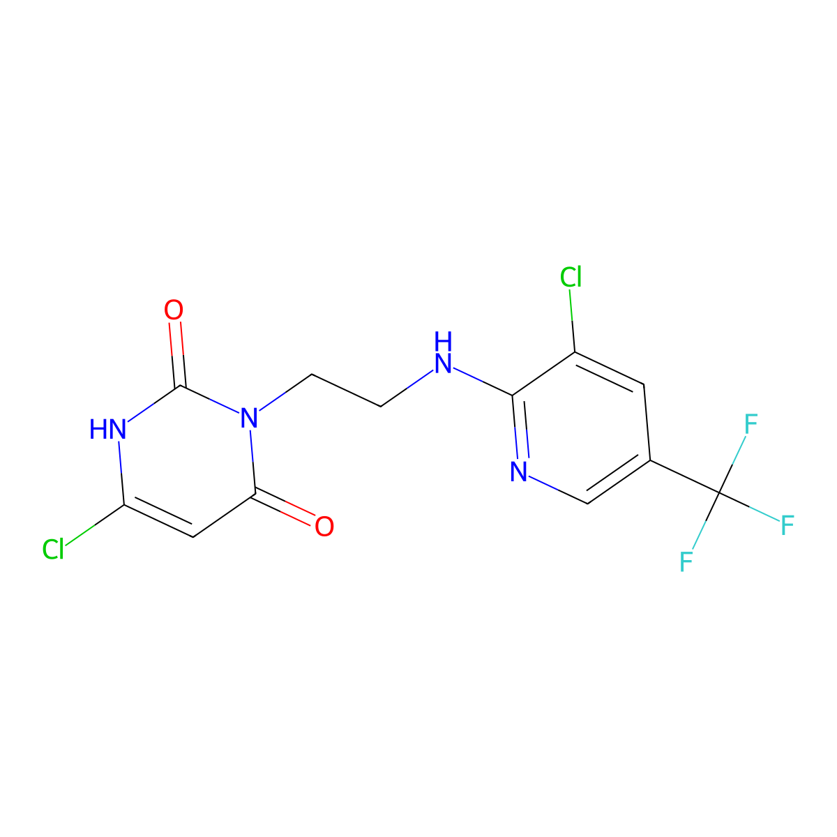 6-chloro-3-(2-{[3-chloro-5-(trifluoromethyl)-2-pyridinyl]amino}ethyl)-2,4(1H,3H)-pyrimidinedione molecular structure, CAS 306978-05-2