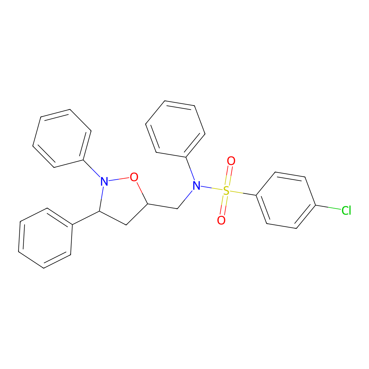 4-chloro-N-[(2,3-diphenyltetrahydro-5-isoxazolyl)methyl]-N-phenylbenzenesulfonamide molecular structure, CAS 306978-07-4