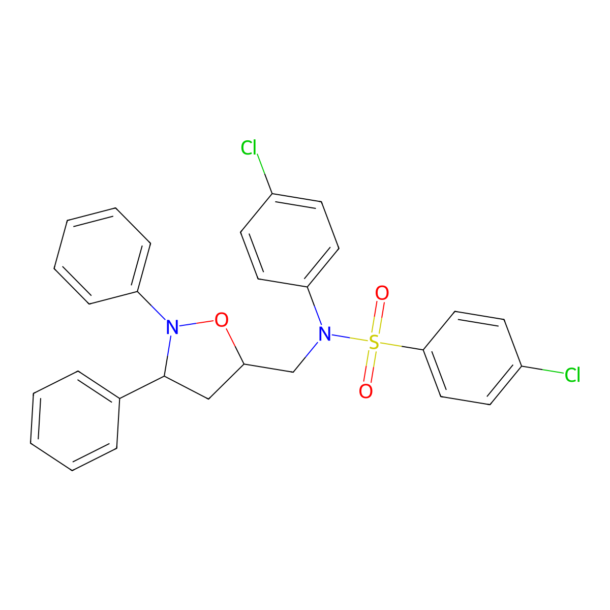 4-chloro-N-(4-chlorophenyl)-N-[(2,3-diphenyl-1,2-oxazolidin-5-yl)methyl]benzenesulfonamide molecular structure, CAS 306978-08-5