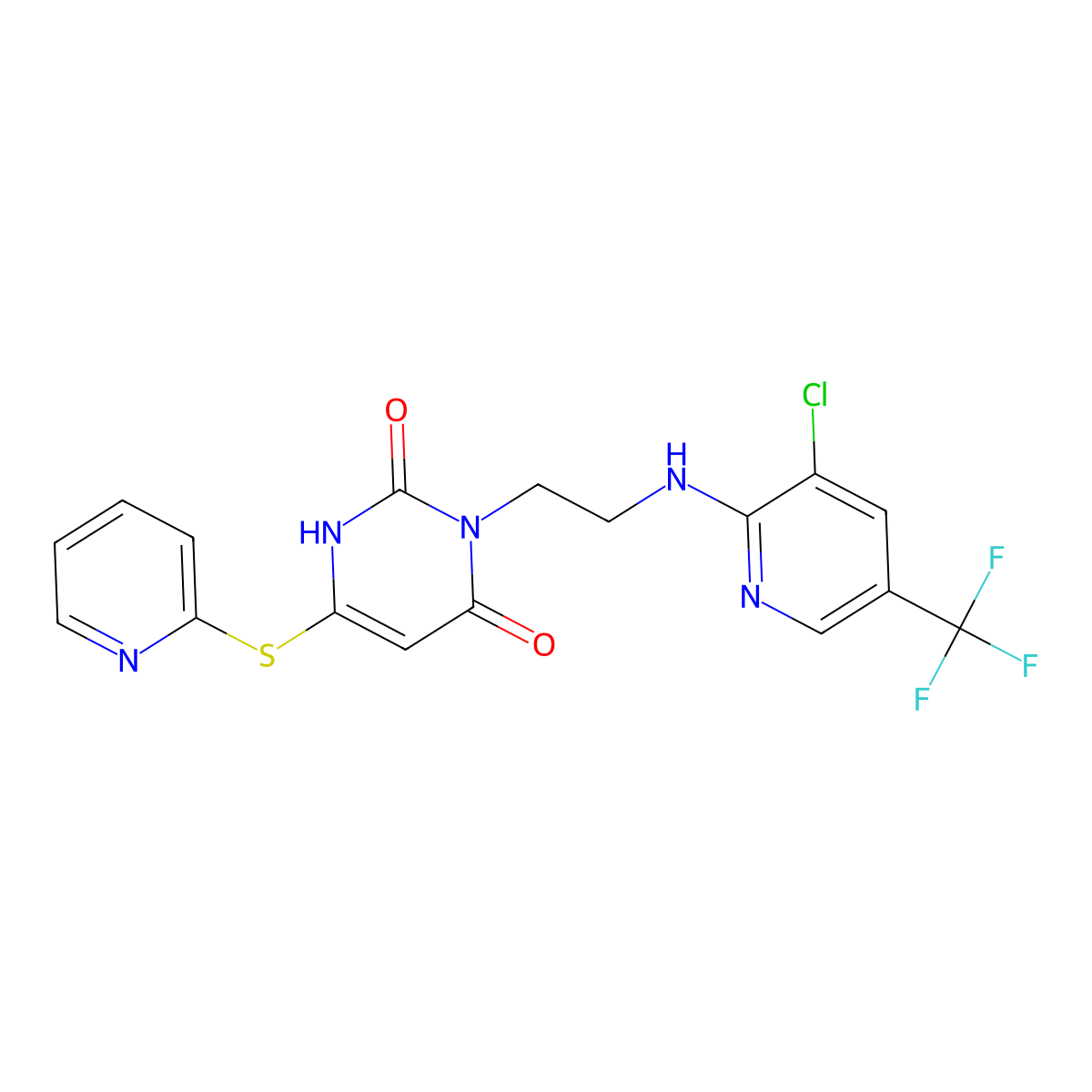 3-(2-{[3-chloro-5-(trifluoromethyl)-2-pyridinyl]amino}ethyl)-6-(2-pyridinylsulfanyl)-2,4(1H,3H)-pyrimidinedione molecular structure, CAS 306978-13-2