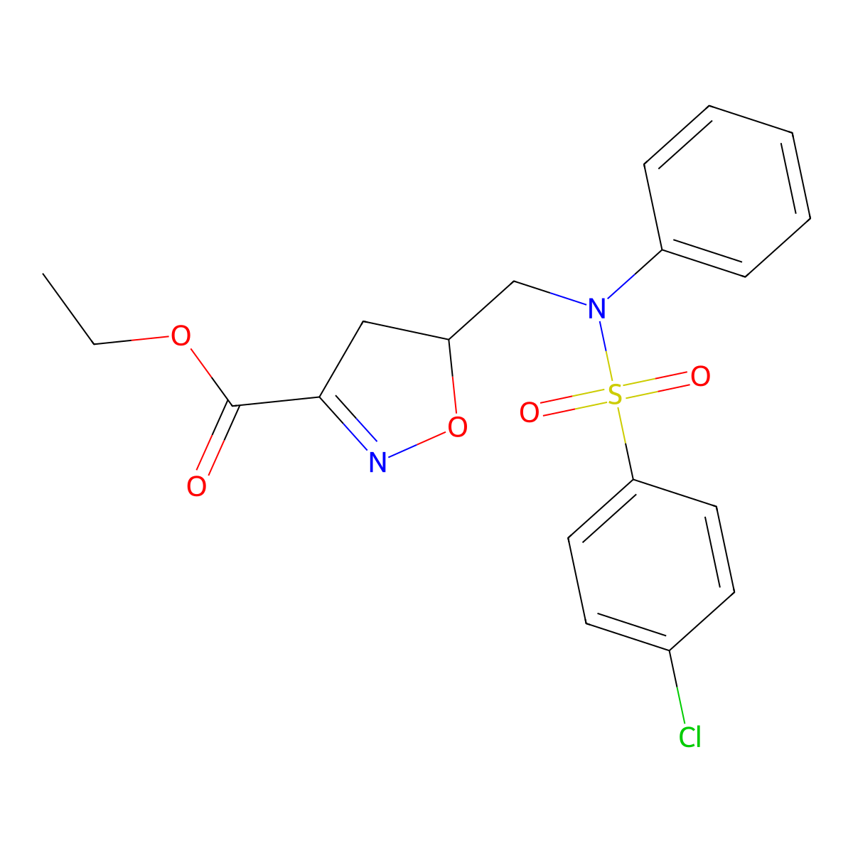 Ethyl 5-({[(4-chlorophenyl)sulfonyl]anilino}methyl)-4,5-dihydro-3-isoxazolecarboxylate molecular structure, CAS 306978-14-3