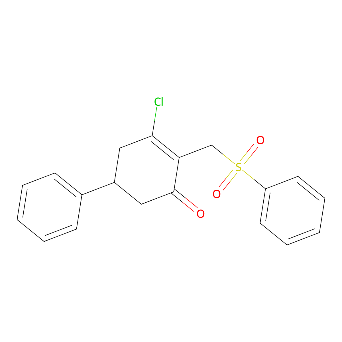 3-Chloro-5-phenyl-2-[(phenylsulfonyl)methyl]-2-cyclohexen-1-one molecular structure, CAS 306978-18-7