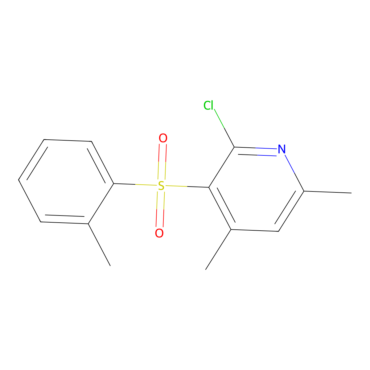 2-Chloro-4,6-dimethyl-3-[(2-methylphenyl)sulfonyl]pyridine molecular structure, CAS 306978-33-6
