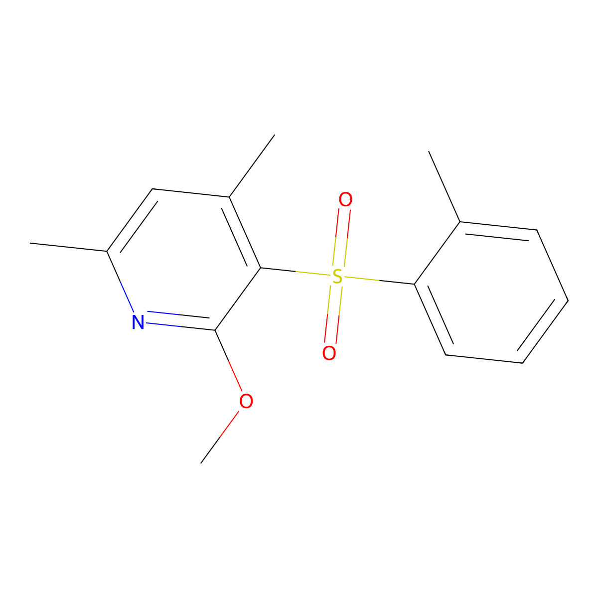 2-Methoxy-4,6-dimethyl-3-pyridinyl 2-methylphenyl sulfone molecular structure, CAS 306978-35-8