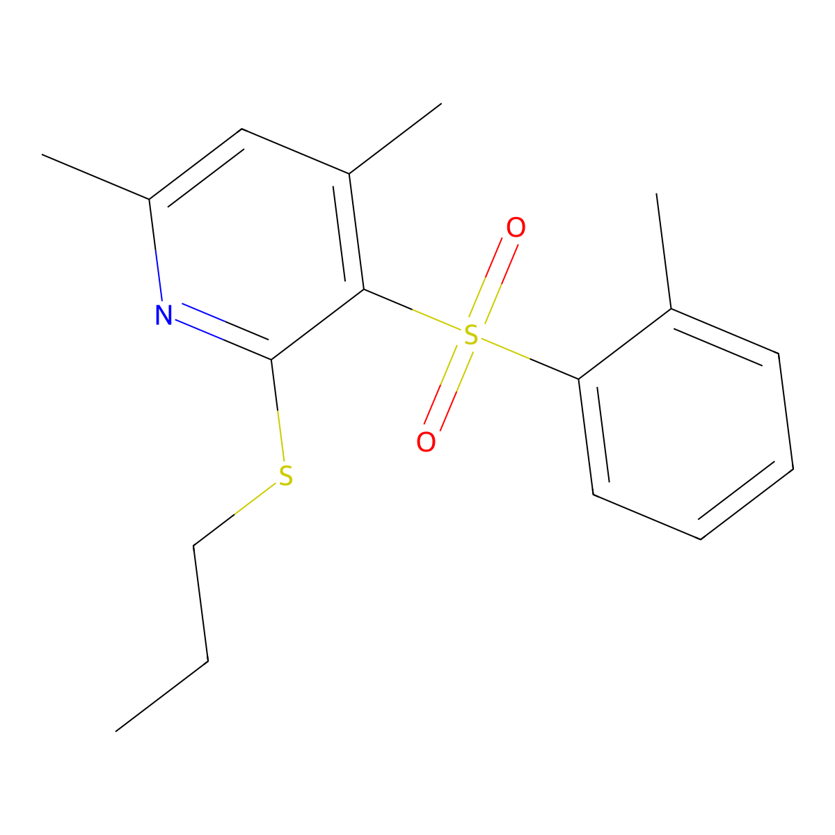 4,6-Dimethyl-3-[(2-methylphenyl)sulfonyl]-2-(propylsulfanyl)pyridine molecular structure, CAS 306978-41-6
