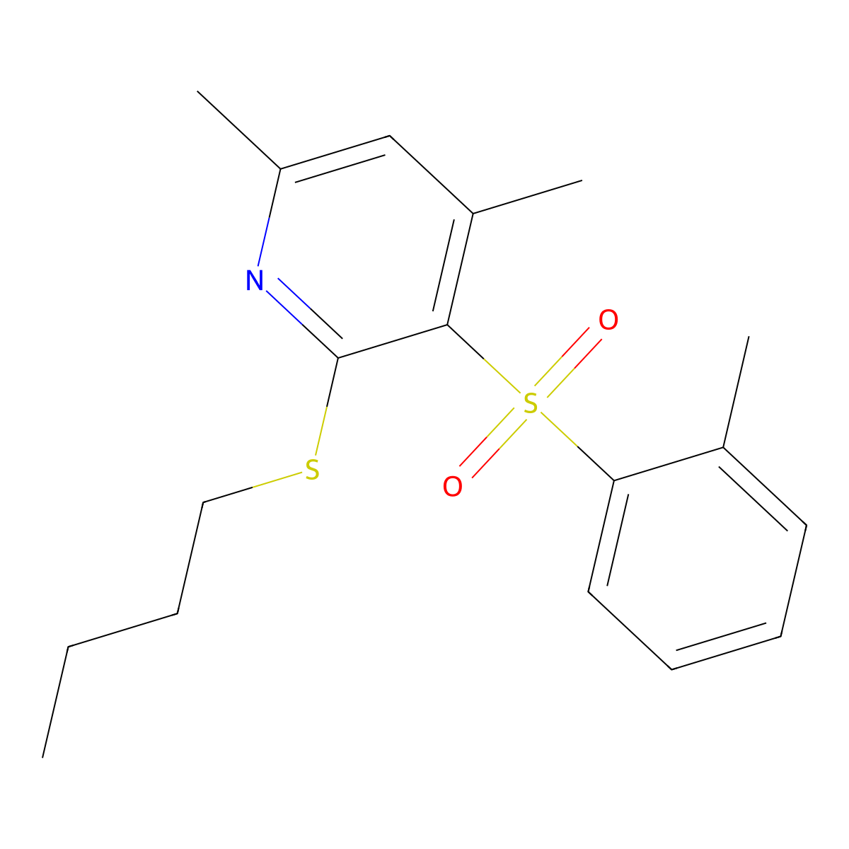 2-(Butylsulfanyl)-4,6-dimethyl-3-[(2-methylphenyl)sulfonyl]pyridine molecular structure, CAS 306978-43-8