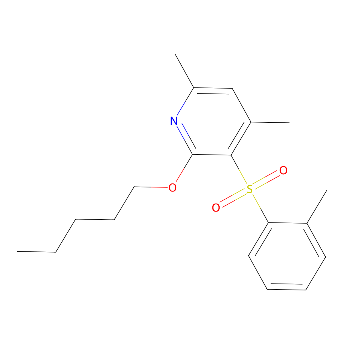 4,6-Dimethyl-3-[(2-methylphenyl)sulfonyl]-2-(pentyloxy)pyridine molecular structure, CAS 306978-45-0