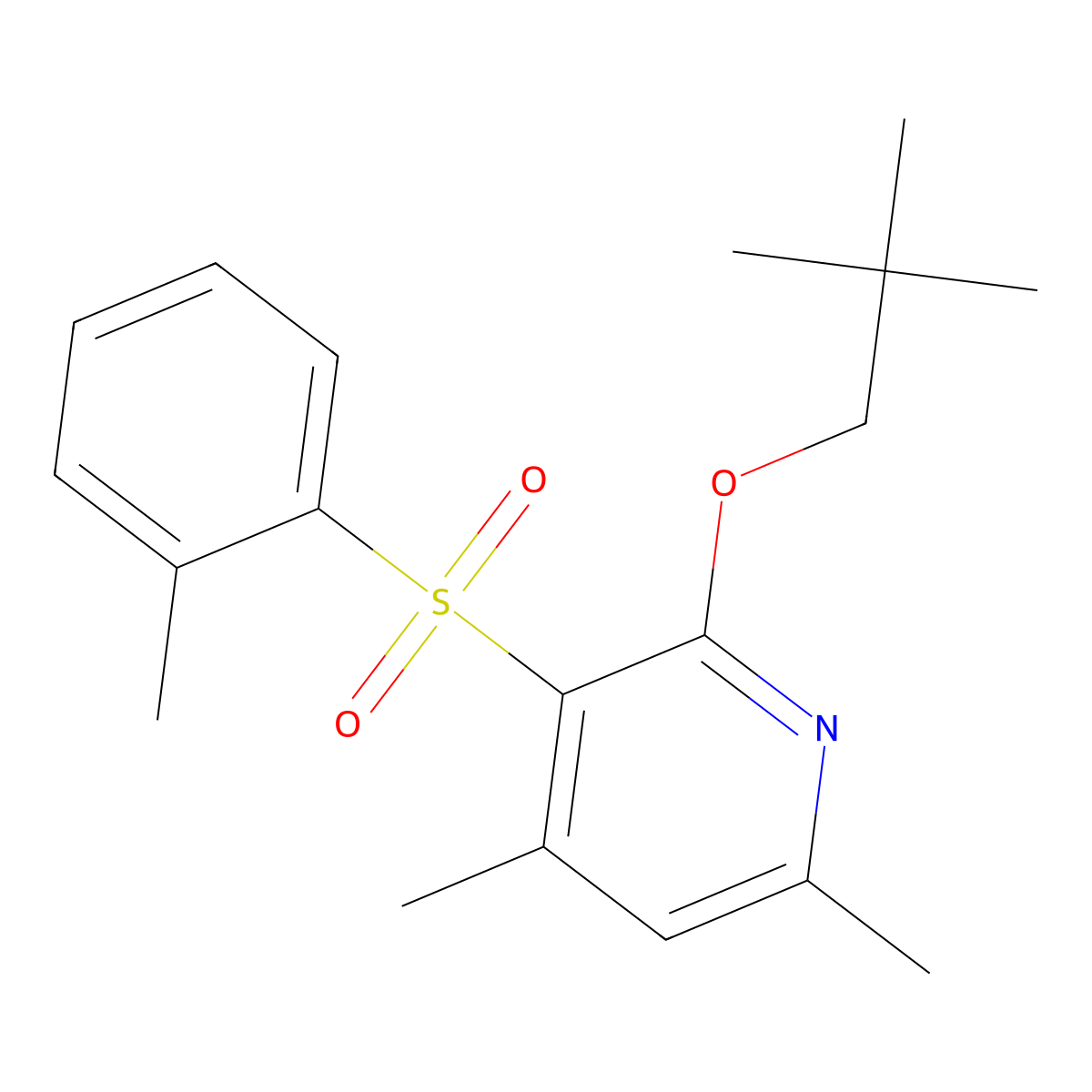 4,6-Dimethyl-3-[(2-methylphenyl)sulfonyl]-2-(neopentyloxy)pyridine molecular structure, CAS 306978-47-2