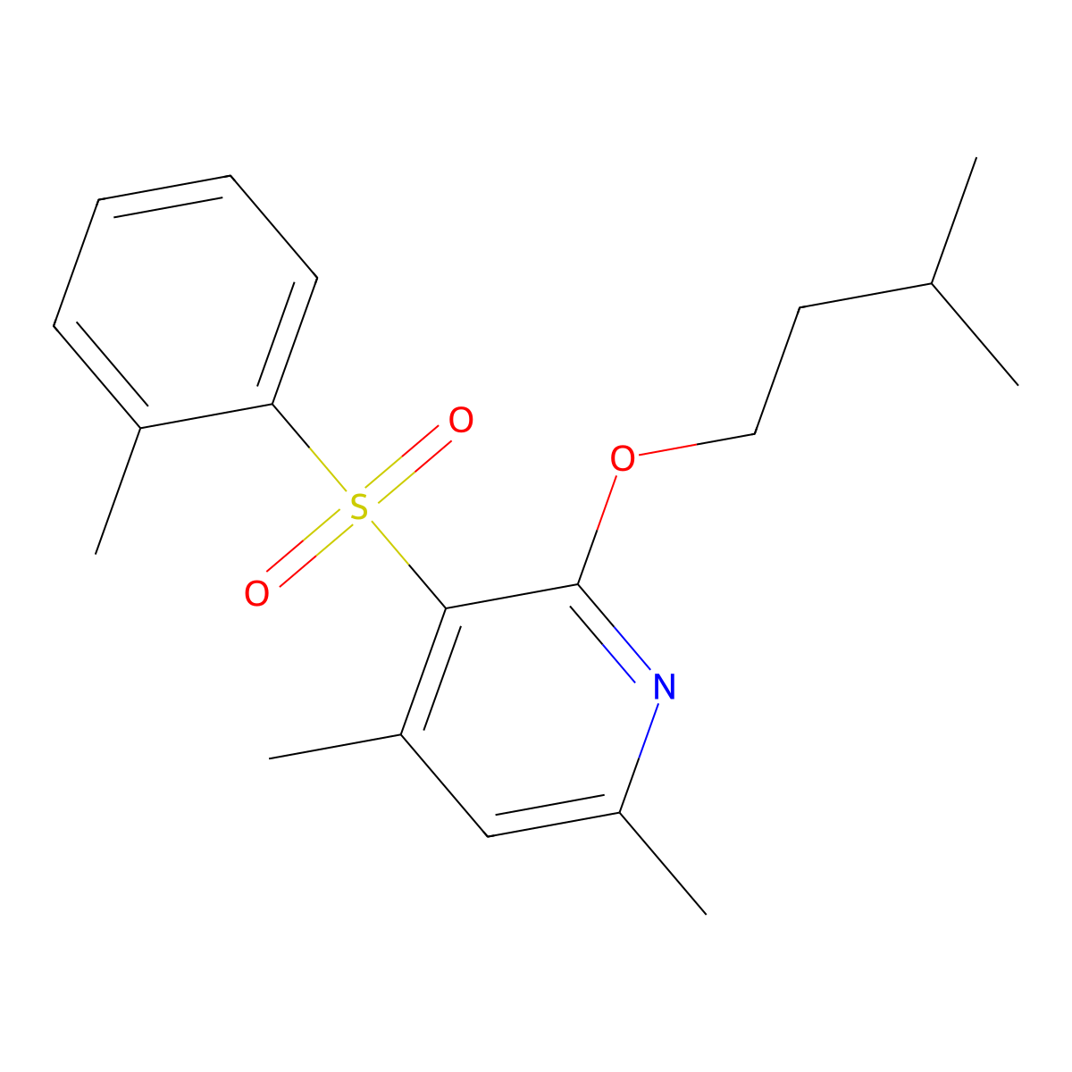 2-(Isopentyloxy)-4,6-dimethyl-3-[(2-methylphenyl)sulfonyl]pyridine molecular structure, CAS 306978-48-3