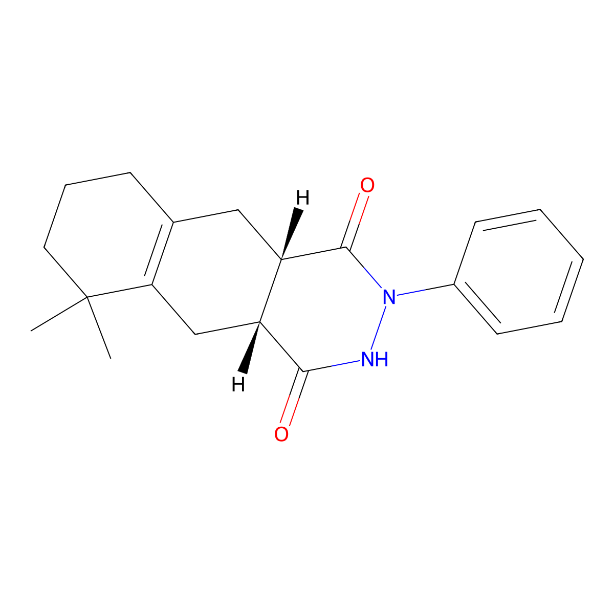 (4aR,10aS)-6,6-dimethyl-2-phenyl-2,3,4a,5,6,7,8,9,10,10a-decahydrobenzo[g]phthalazine-1,4-dione molecular structure, CAS 306978-58-5