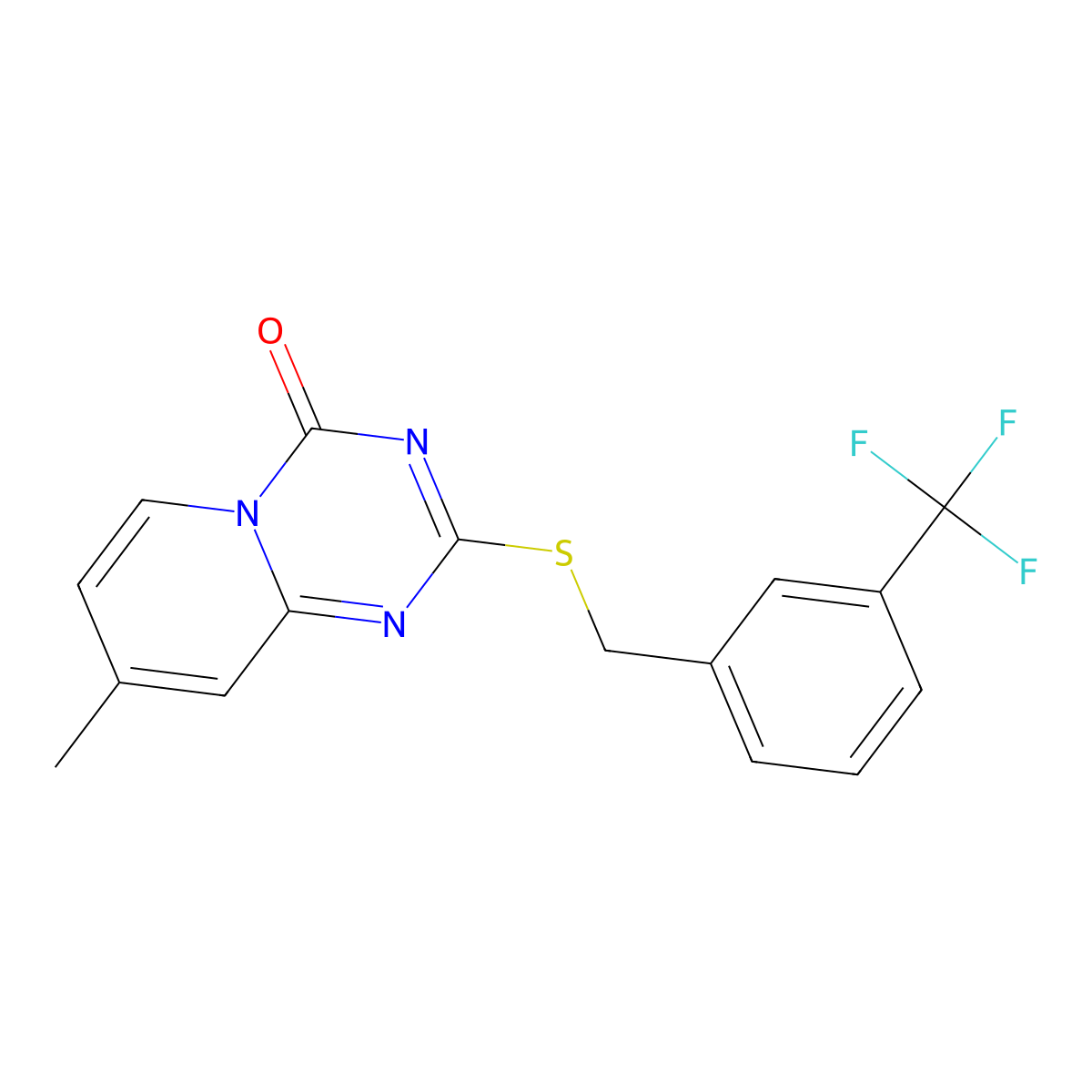 8-Methyl-2-[[3-(trifluoromethyl)phenyl]methylsulfanyl]pyrido[1,2-a][1,3,5]triazin-4-one molecular structure, CAS 306978-68-7