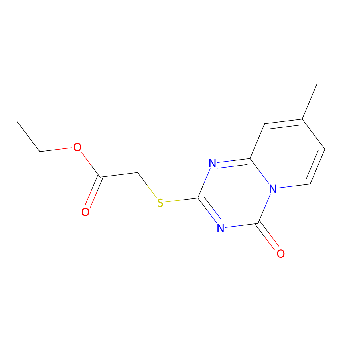 Ethyl 2-((8-methyl-4-oxo-4H-pyrido[1,2-a](1,3,5)triazin-2-yl)sulfanyl)acetate molecular structure, CAS 306978-73-4