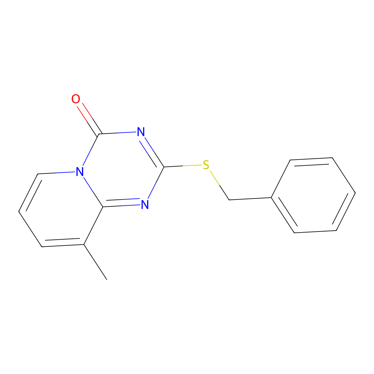 2-(benzylsulfanyl)-9-methyl-4H-pyrido[1,2-a][1,3,5]triazin-4-one molecular structure, CAS 306978-80-3