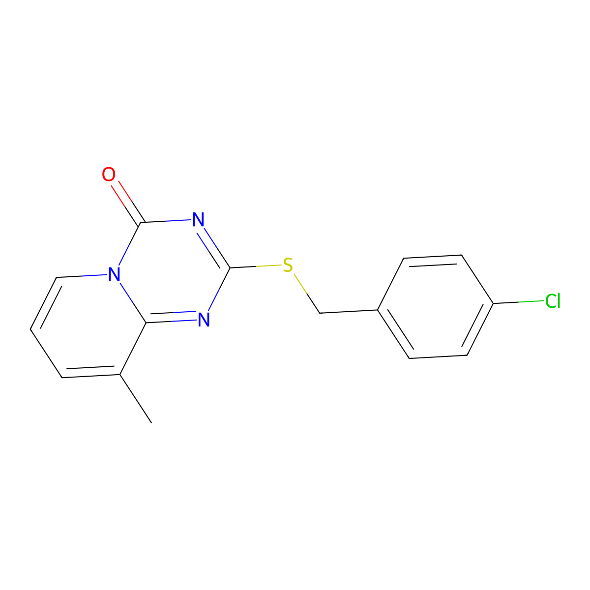 2-[(4-Chlorophenyl)methylsulfanyl]-9-methylpyrido[1,2-a][1,3,5]triazin-4-one molecular structure, CAS 306978-81-4