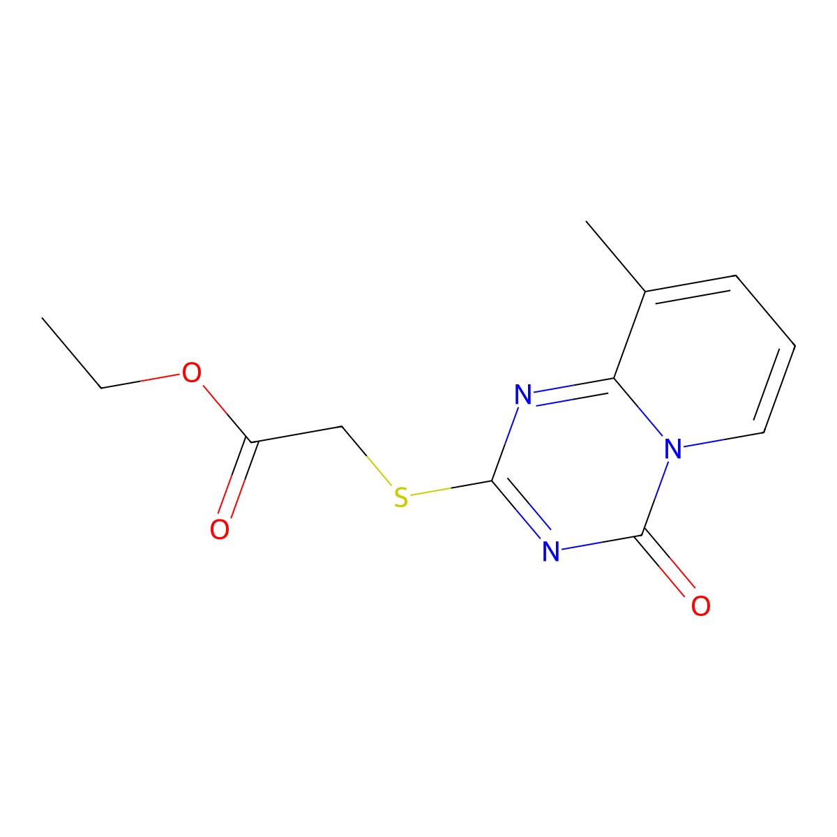 ethyl 2-[(9-methyl-4-oxo-4H-pyrido[1,2-a][1,3,5]triazin-2-yl)sulfanyl]acetate molecular structure, CAS 306978-89-2