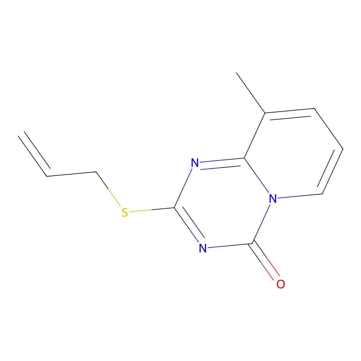 2-(allylsulfanyl)-9-methyl-4H-pyrido[1,2-a][1,3,5]triazin-4-one molecular structure, CAS 306978-95-0