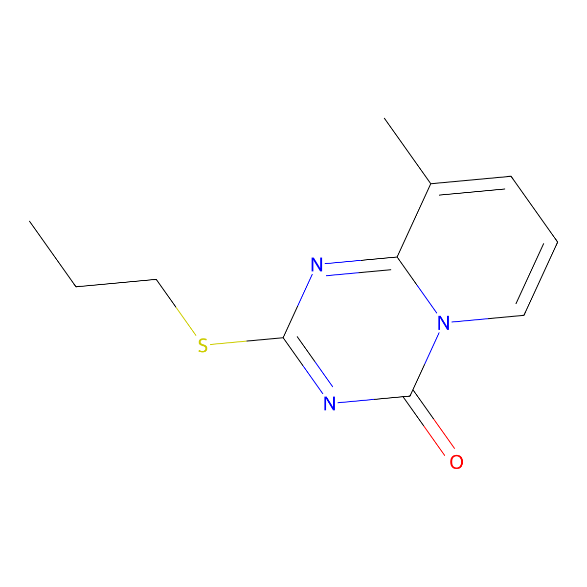 9-methyl-2-(propylsulfanyl)-4H-pyrido[1,2-a][1,3,5]triazin-4-one molecular structure, CAS 306978-96-1
