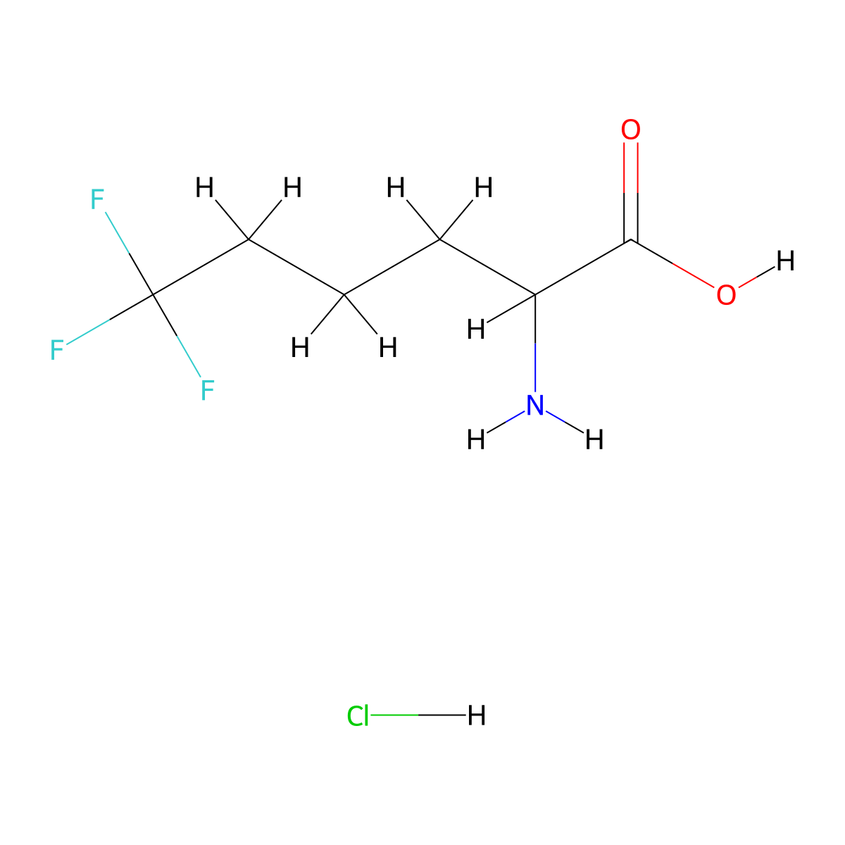 2-Amino-6,6,6-trifluorohexanoic acid hydrochloride molecular structure, CAS 3069785-27-6