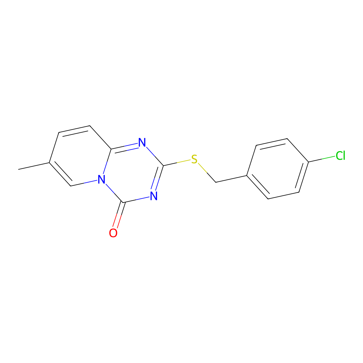2-[(4-Chlorophenyl)methylsulfanyl]-7-methylpyrido[1,2-a][1,3,5]triazin-4-one molecular structure, CAS 306979-16-8