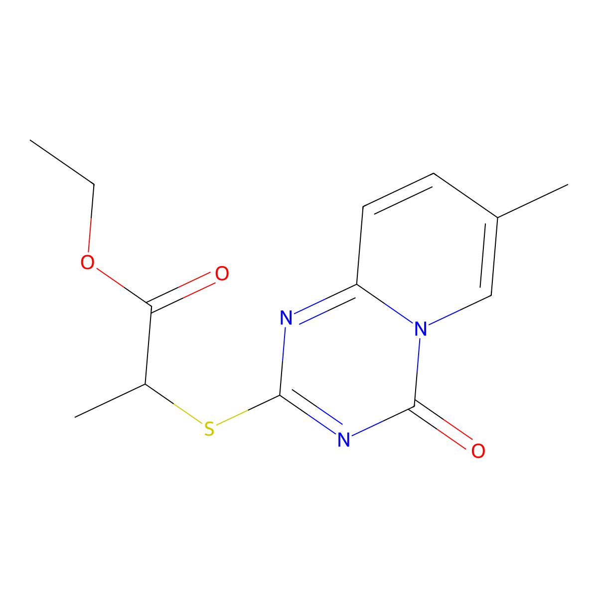 Ethyl 2-((7-methyl-4-oxo-4H-pyrido[1,2-a](1,3,5)triazin-2-yl)sulfanyl)propanoate molecular structure, CAS 306979-27-1