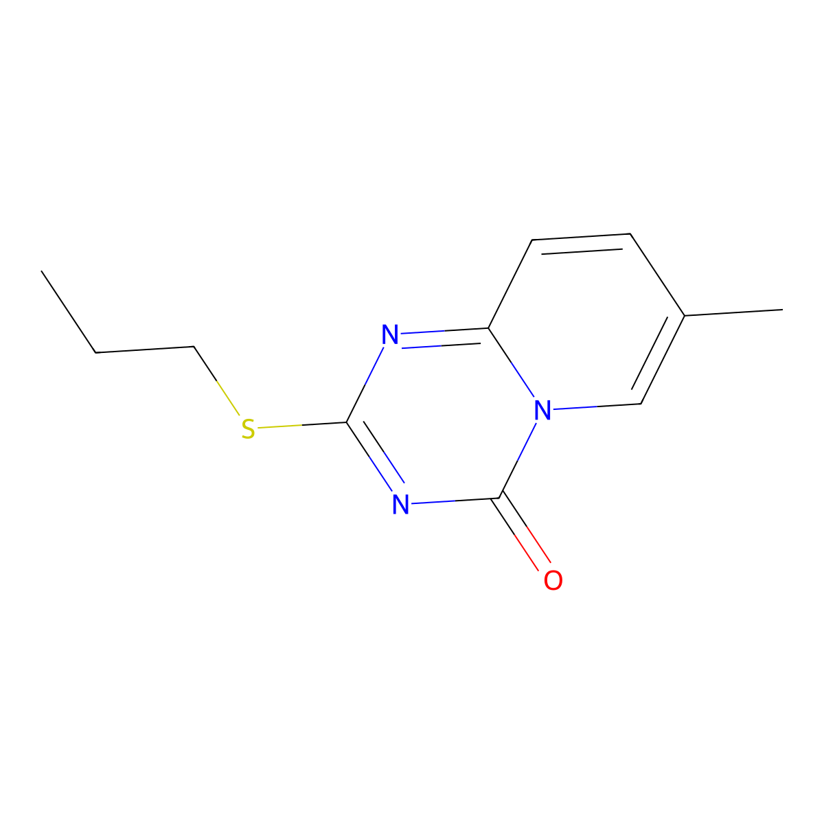 7-methyl-2-(propylsulfanyl)-4H-pyrido[1,2-a][1,3,5]triazin-4-one molecular structure, CAS 306979-29-3