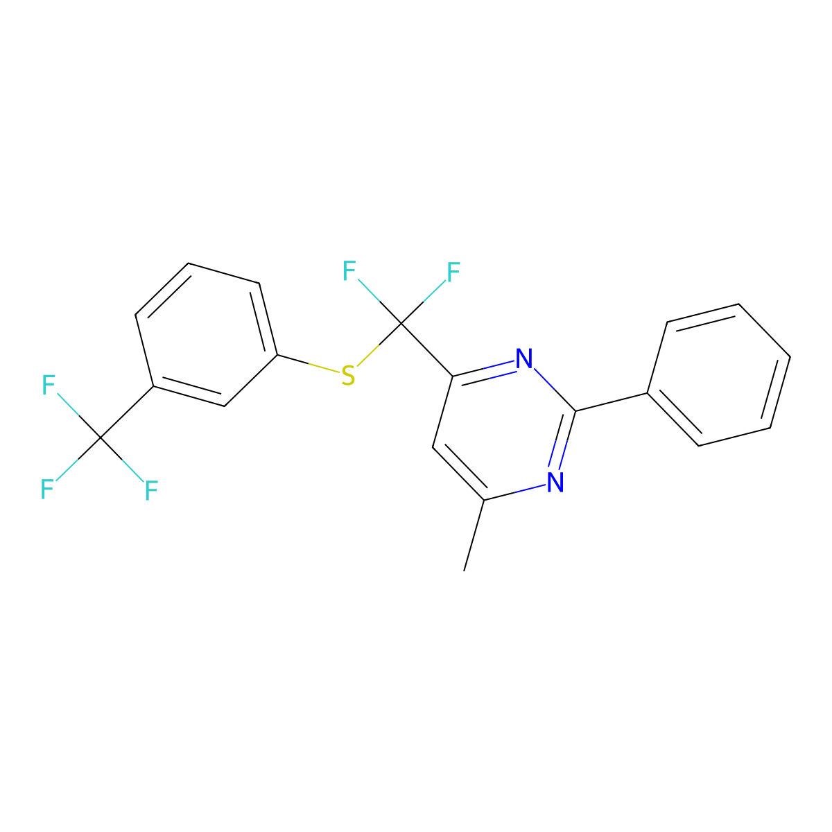 4-(Difluoro{[3-(trifluoromethyl)phenyl]sulfanyl}methyl)-6-methyl-2-phenylpyrimidine molecular structure, CAS 306979-34-0