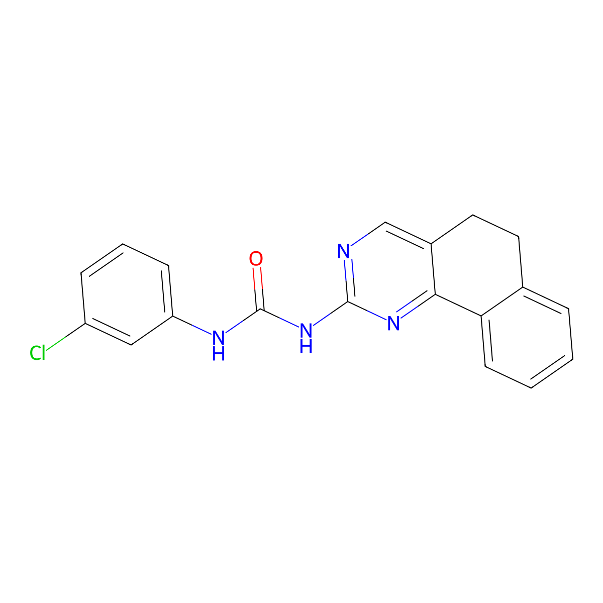 N-(3-chlorophenyl)-N'-(5,6-dihydrobenzo[h]quinazolin-2-yl)urea molecular structure, CAS 306979-44-2