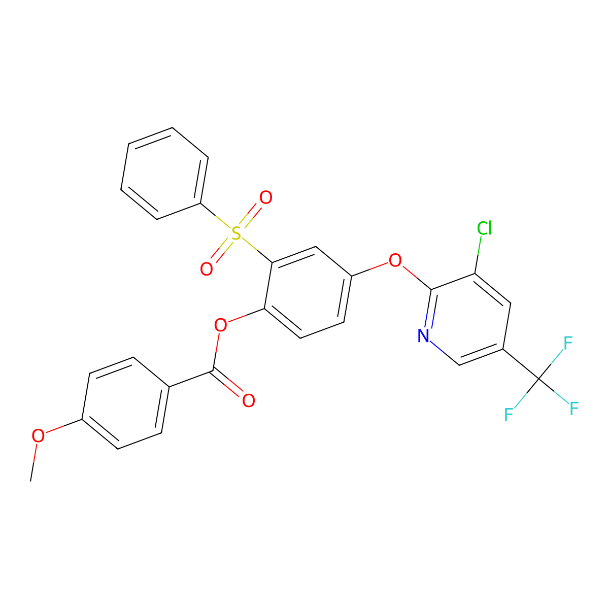 4-{[3-Chloro-5-(trifluoromethyl)-2-pyridinyl]oxy}-2-(phenylsulfonyl)phenyl 4-methoxybenzenecarboxylate molecular structure, CAS 306979-49-7