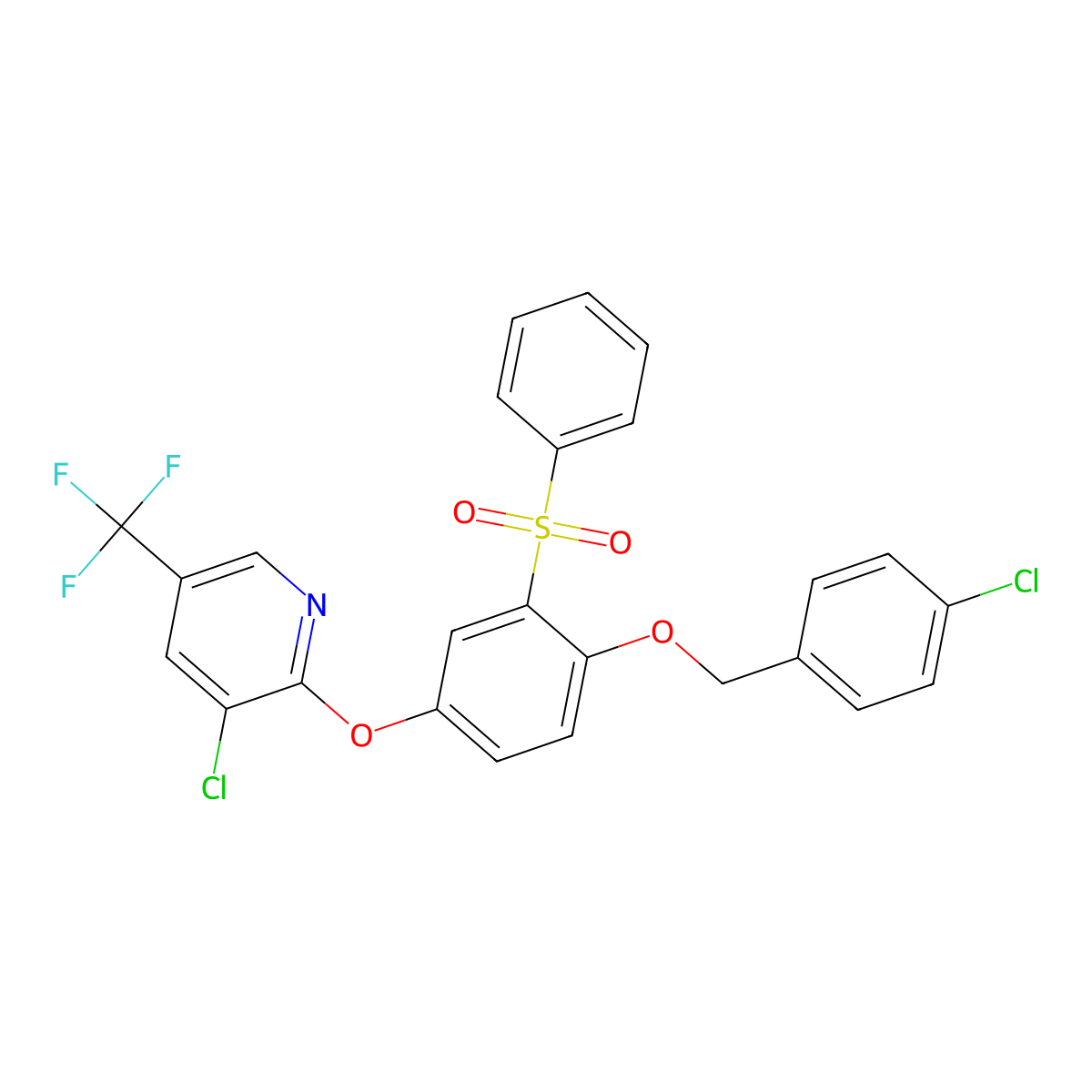 2-[3-(Benzenesulfonyl)-4-[(4-chlorophenyl)methoxy]phenoxy]-3-chloro-5-(trifluoromethyl)pyridine molecular structure, CAS 306979-53-3