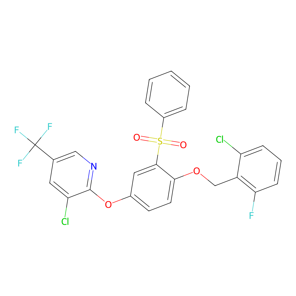2-[3-(Benzenesulfonyl)-4-[(2-chloro-6-fluorophenyl)methoxy]phenoxy]-3-chloro-5-(trifluoromethyl)pyridine molecular structure, CAS 306979-59-9