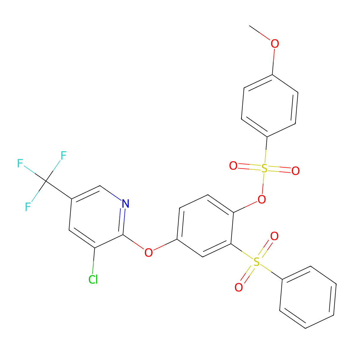 4-{[3-Chloro-5-(trifluoromethyl)-2-pyridinyl]oxy}-2-(phenylsulfonyl)phenyl 4-methoxybenzenesulfonate molecular structure, CAS 306979-62-4