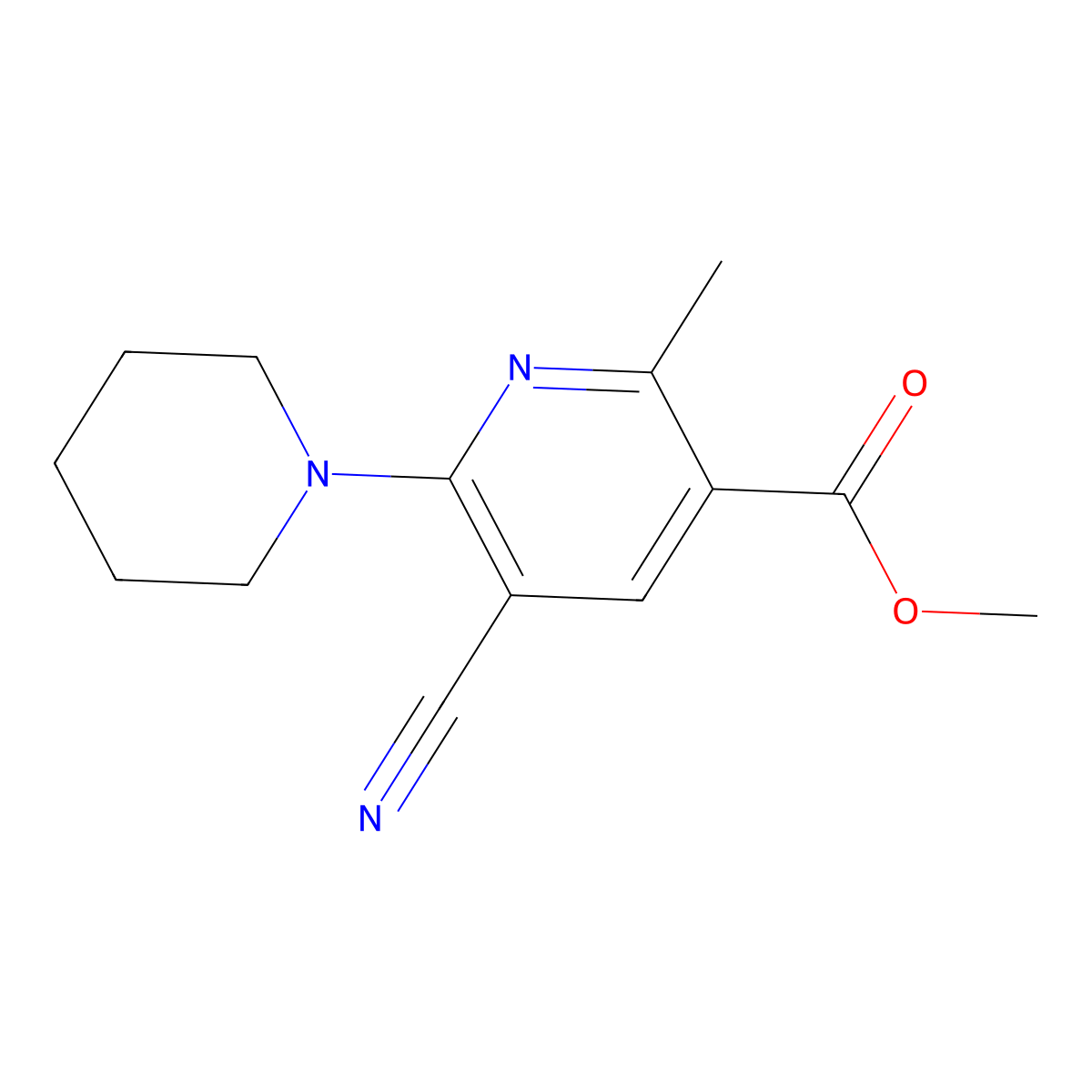 Methyl 5-cyano-2-methyl-6-piperidinonicotinate molecular structure, CAS 306979-84-0