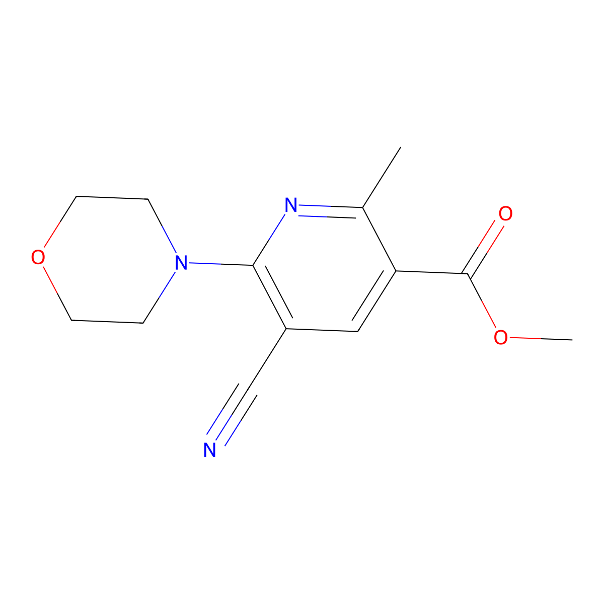 Methyl 5-cyano-2-methyl-6-morpholinonicotinate molecular structure, CAS 306979-85-1