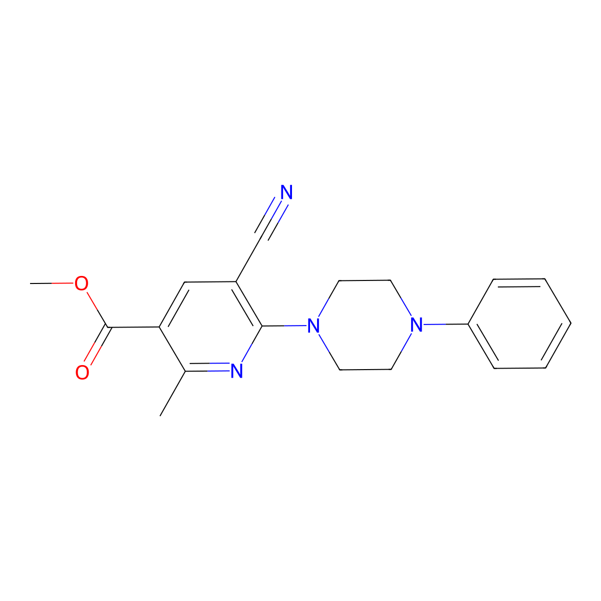 Methyl 5-cyano-2-methyl-6-(4-phenylpiperazin-1-yl)pyridine-3-carboxylate molecular structure, CAS 306979-91-9