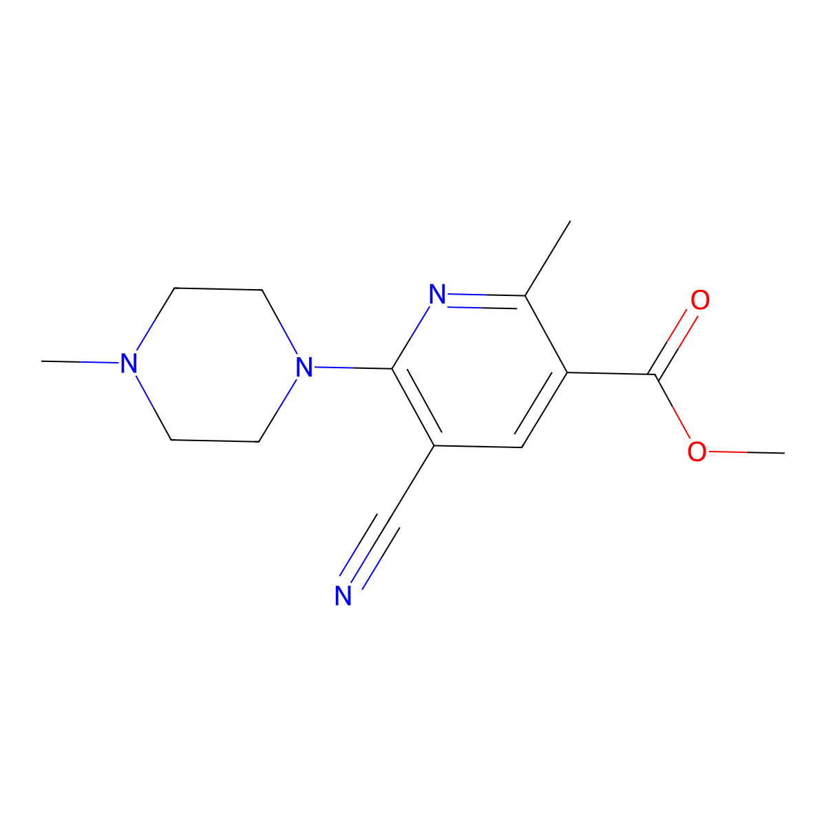 Methyl 5-cyano-2-methyl-6-(4-methylpiperazino)nicotinate molecular structure, CAS 306979-92-0