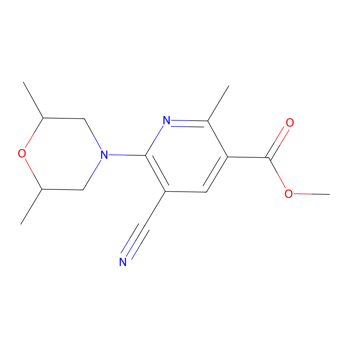 Methyl 5-cyano-6-(2,6-dimethylmorpholino)-2-methylnicotinate molecular structure, CAS 306979-98-6