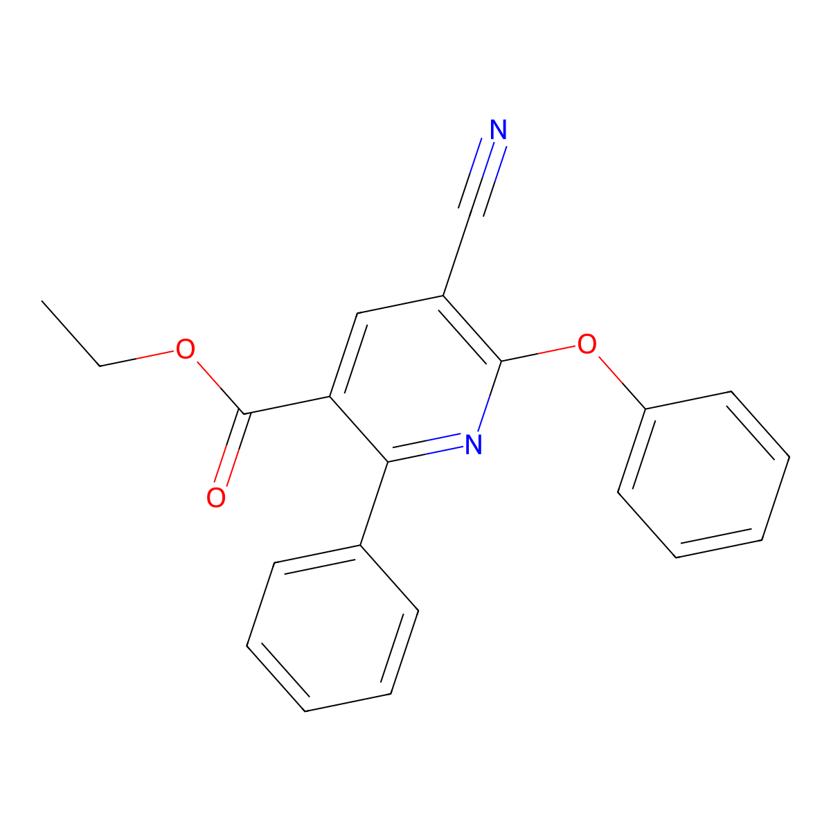 Ethyl 5-cyano-6-phenoxy-2-phenylpyridine-3-carboxylate molecular structure, CAS 306980-14-3