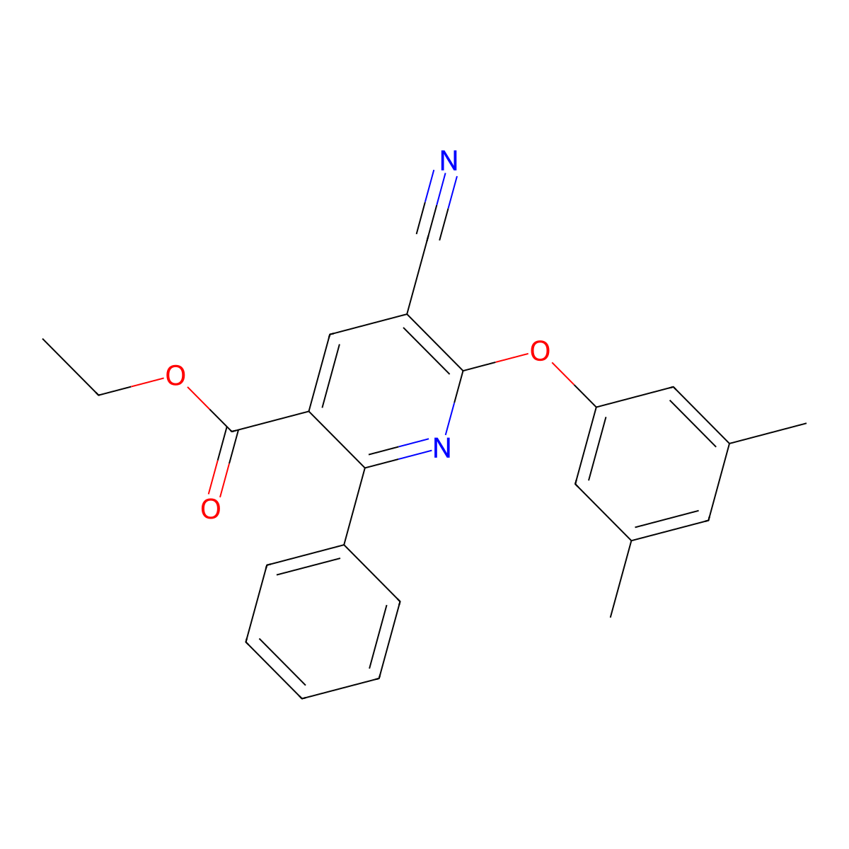 Ethyl 5-cyano-6-(3,5-dimethylphenoxy)-2-phenylnicotinate molecular structure, CAS 306980-15-4