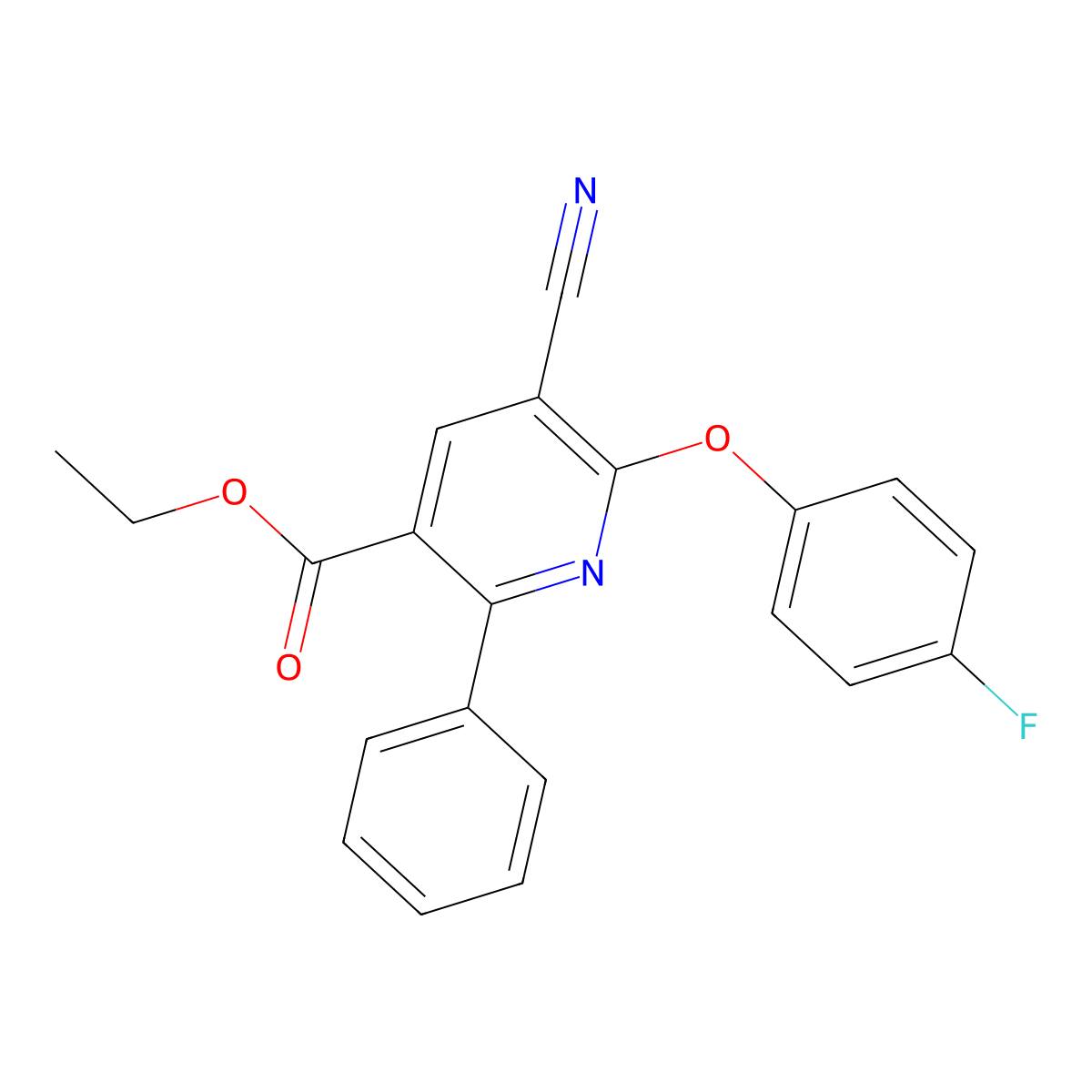 Ethyl 5-cyano-6-(4-fluorophenoxy)-2-phenylnicotinate molecular structure, CAS 306980-17-6