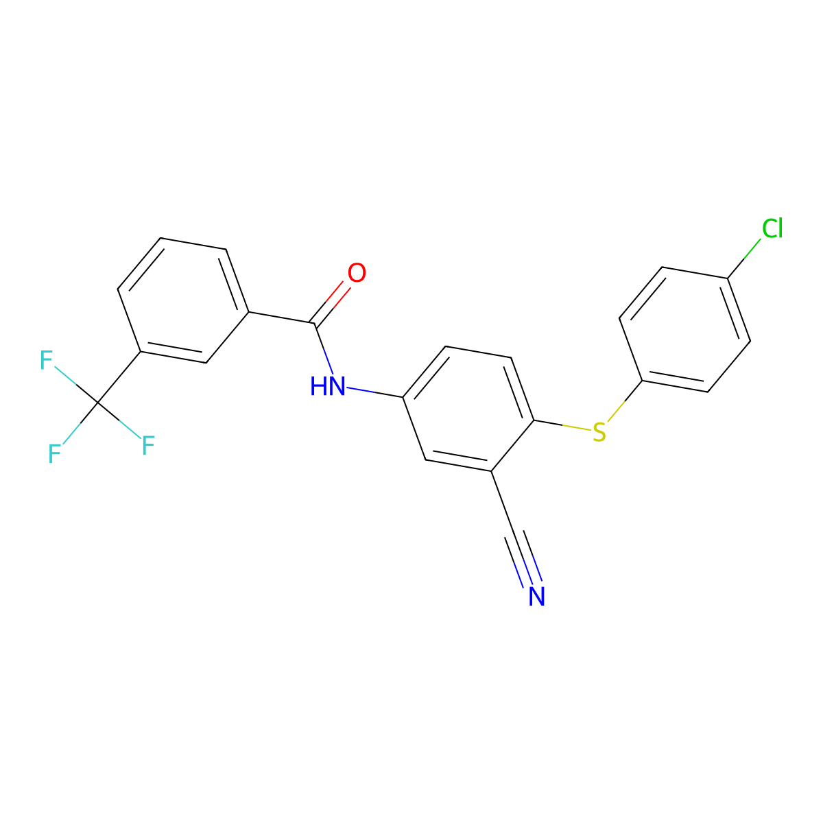 N-{4-[(4-chlorophenyl)sulfanyl]-3-cyanophenyl}-3-(trifluoromethyl)benzenecarboxamide molecular structure, CAS 306980-38-1