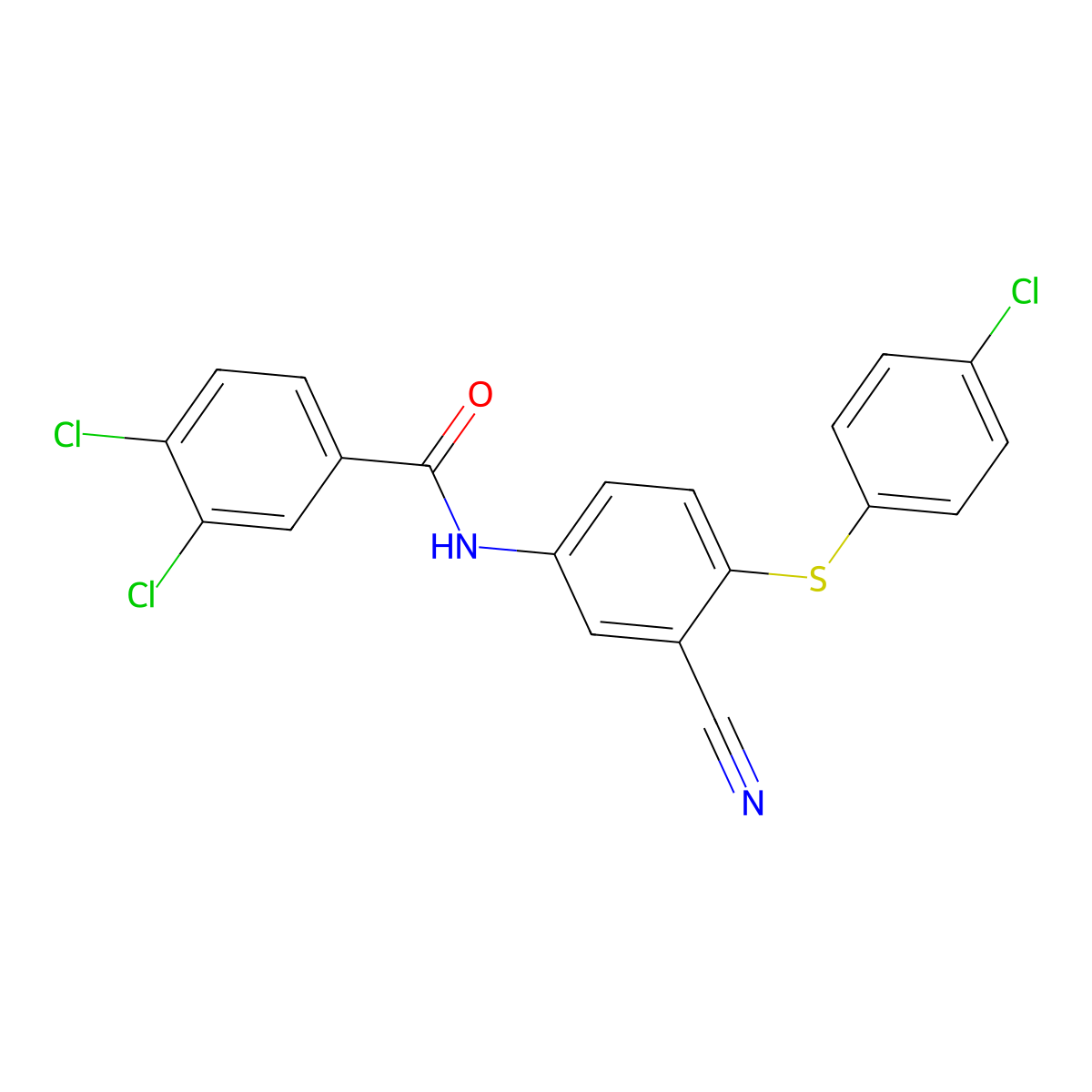 3,4-dichloro-N-{4-[(4-chlorophenyl)sulfanyl]-3-cyanophenyl}benzenecarboxamide molecular structure, CAS 306980-39-2