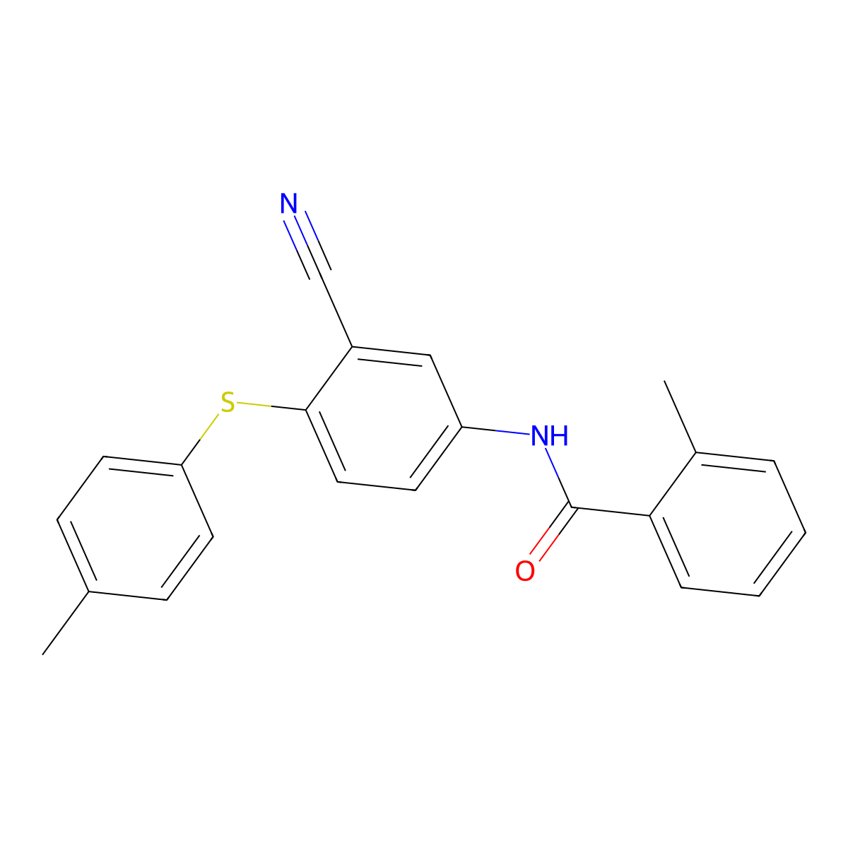 N-{3-cyano-4-[(4-methylphenyl)sulfanyl]phenyl}-2-methylbenzenecarboxamide molecular structure, CAS 306980-43-8