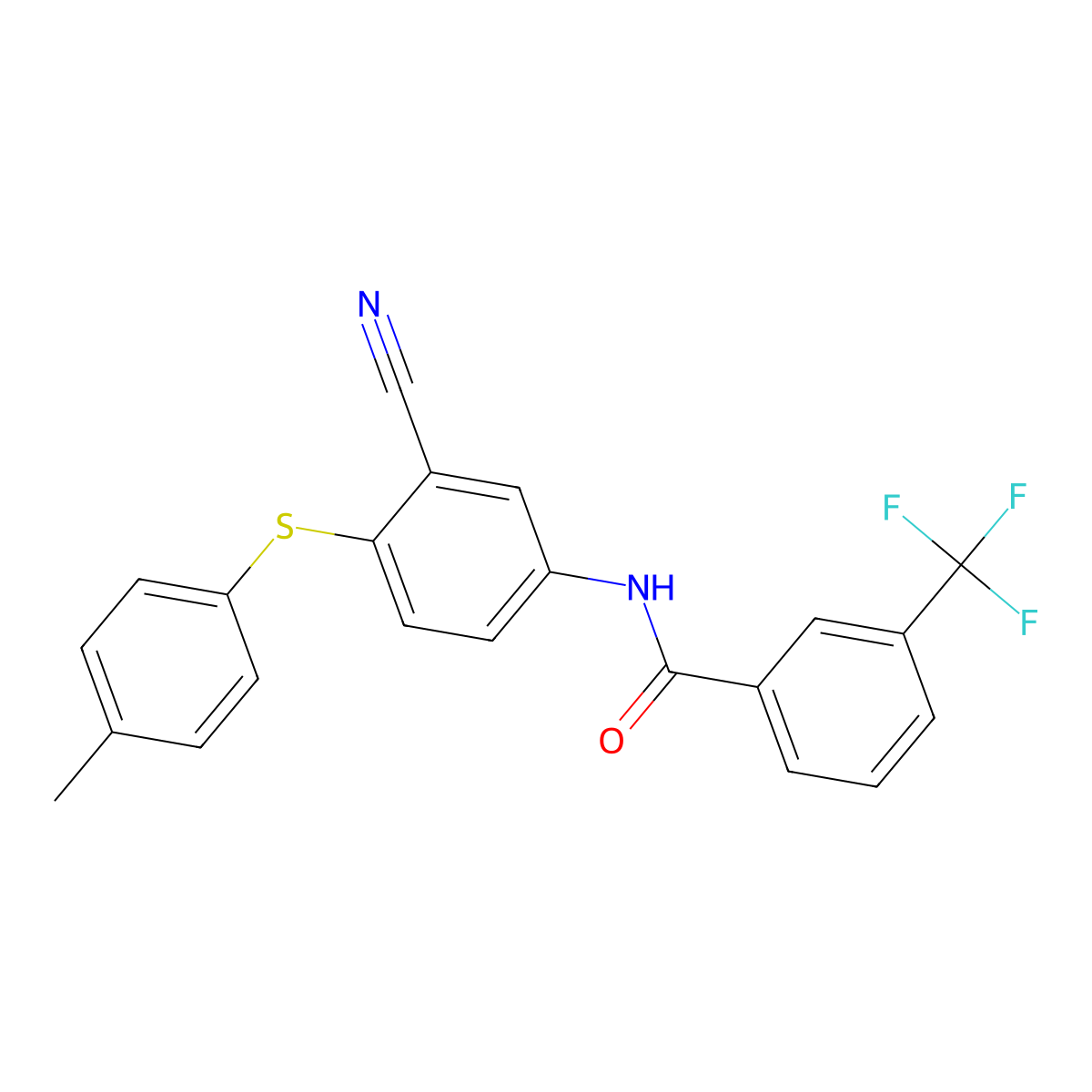 N-{3-cyano-4-[(4-methylphenyl)sulfanyl]phenyl}-3-(trifluoromethyl)benzenecarboxamide molecular structure, CAS 306980-45-0